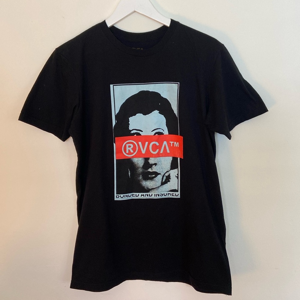 Mens RVCA TM SS Tee, Black - Medium